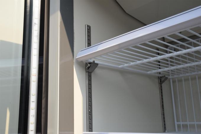 Double Glass Door Commercial Refrigerator , Drink Display Cooler With LED Light Box