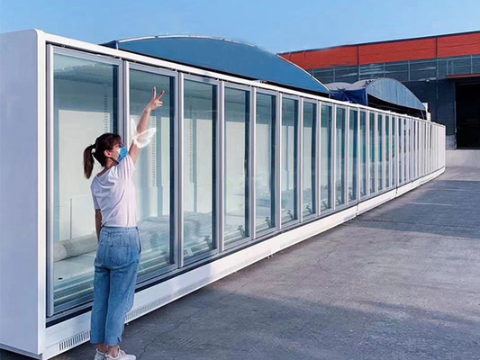 Tầm với Cửa kính Swinging Trong Tủ đông Merchandiser treo tường Từ xa Màu trắng