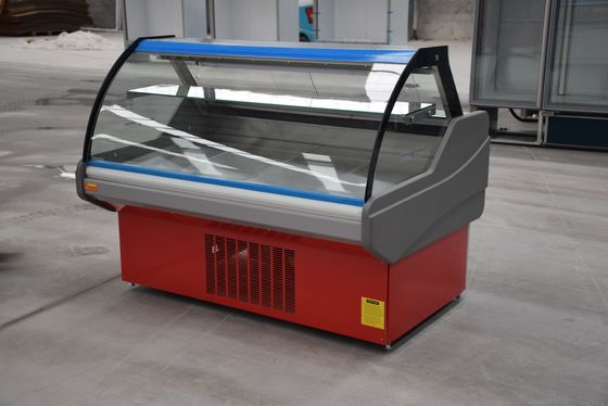 Chile kính cong phía trước có trưng bày thịt Cửa hàng Deli Tủ lạnh 200L có ngăn chứa phía sau