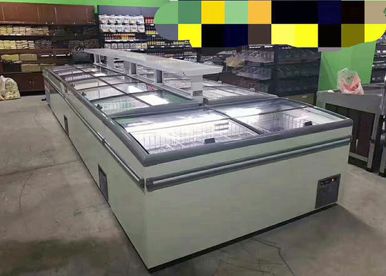 Cửa kính cong kết hợp Tủ đông mở trên đảo R290