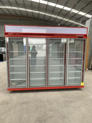 Máy làm lạnh trưng bày đồ uống R290 cửa kính màu đỏ với máy nén SECOP