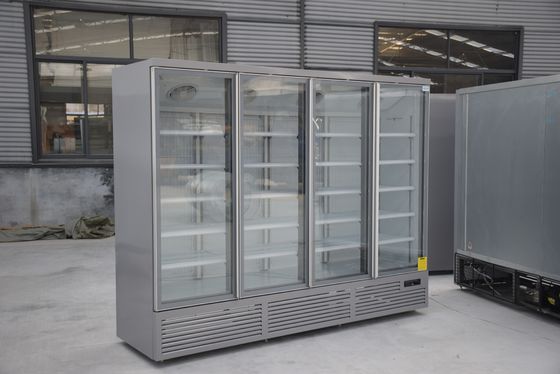 Siêu thị Máy làm lạnh thẳng đứng 4 cửa kính với bộ điều nhiệt kỹ thuật số Danfoss