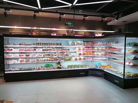 Tủ lạnh trưng bày mở siêu thị được sử dụng cho sữa và đồ uống