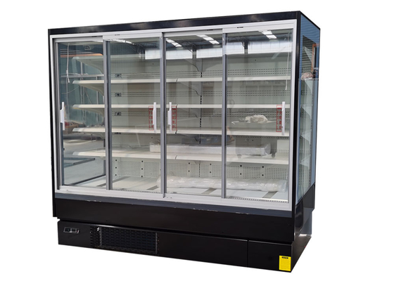 Máy làm lạnh Multideck làm lạnh thông gió với cửa kính trượt Tiết kiệm năng lượng